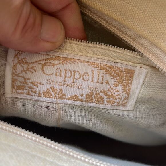 Vintage Straw Handbag - Authentic Cappelli Wooden Handled Purse Beautiful - Picture 10 of 16